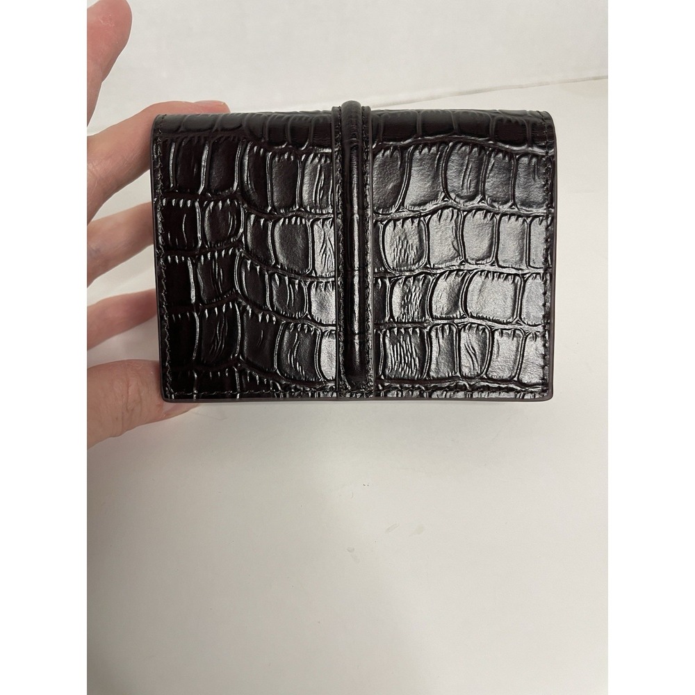 J. McLaughlin Dinah Leather Card Holder -Brown Crocodile Wallet - Picture 7 of 10